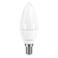 светодиодная LED лампочка свеча брэнда GLOBAL C37 CL-F 5W мягкий СВЕТ 220V E14 AP от Максус(1-GBL-133) (NEW)