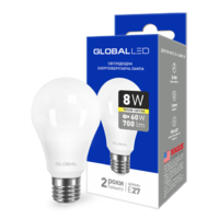 светодиодная LED лампа GLOBAL A60 8W мягкий свет 220V E27 AL (1-GBL-161)(от MAXUS NEW)