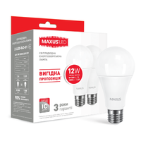 Набор LED ламп MAXUS A65 12W теплый свет E27 (по 2 шт.) (2-LED-563-01)