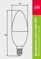 светодиодная лампа от EUROLAMP LED серии ЕКО Свеча 6W E14 3000K (прозора) LED-CL-06143(D)clear